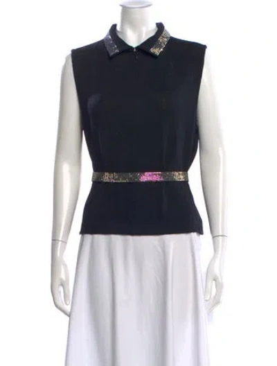 Pre-owned St John Sleeveless Polo In Black