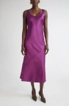 St John St. John Sleeveless Satin Midi Dress In Purple
