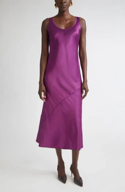 St John St. John Sleeveless Satin Midi Dress In Purple