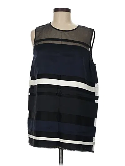 St John Sleeveless Silk Top Black Boatneck Tops