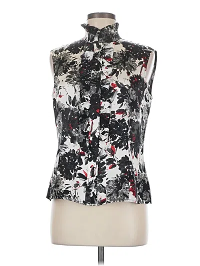 Pre-owned St John Sleeveless Silk Top Black High Neck Tops