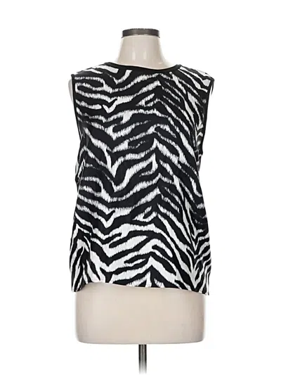 Pre-owned St John Sleeveless Silk Top Black One Shoulder Neckline Tops