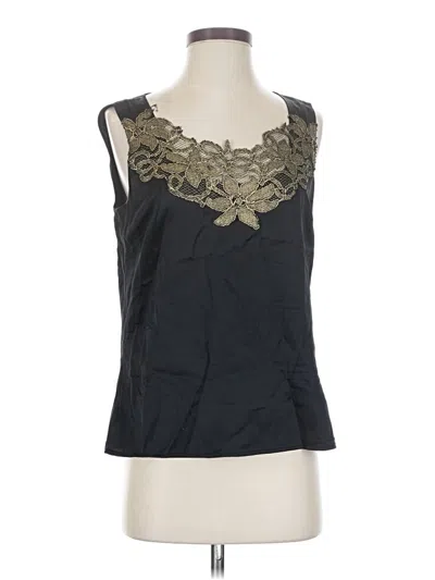 Pre-owned St John Sleeveless Silk Top Black Scoop Neck Tops