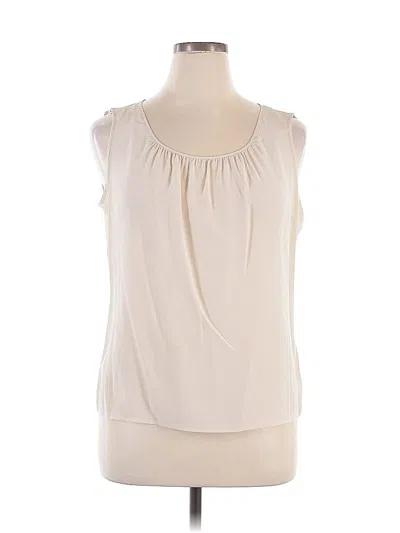 Pre-owned St John Sleeveless Silk Top Ivory Cowl Neck Tops In White