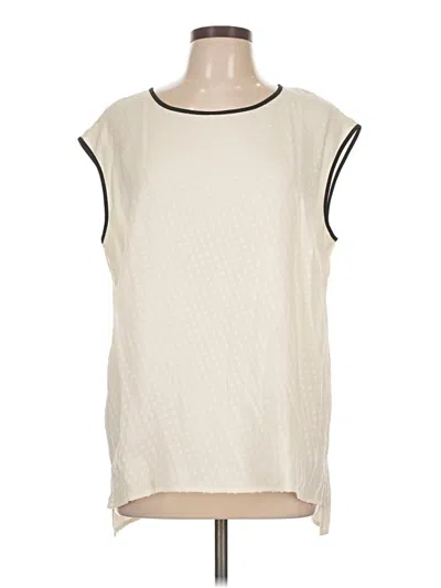 Pre-owned St John Sleeveless Silk Top Ivory Crew Neck Tops In White