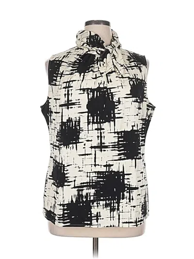 Pre-owned St John Sleeveless Silk Top Ivory Tie Neck Tops In White