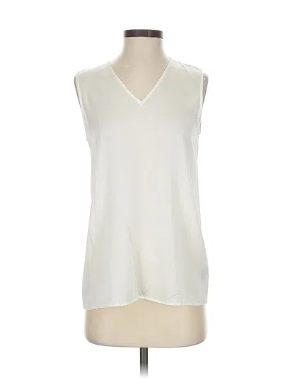 Pre-owned St John Sleeveless Silk Top Ivory V Neck Tops In White