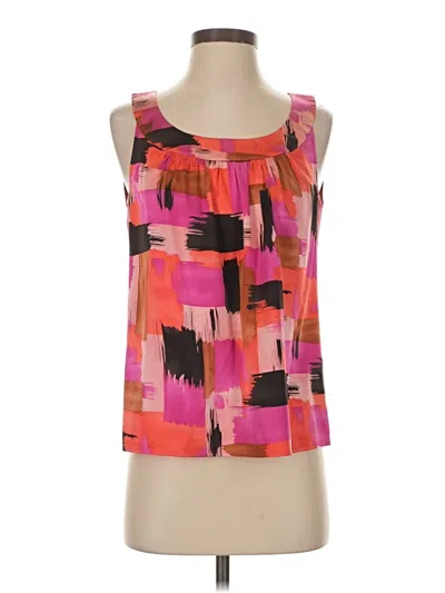 Pre-owned St John Sleeveless Silk Top Pink Square Neckline Tops