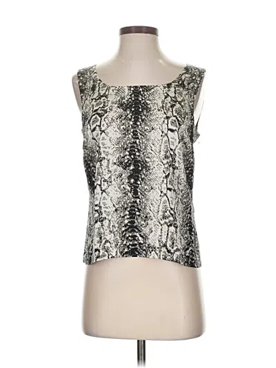 Pre-owned St John Sleeveless Silk Top Silver Scoop Neck Tops