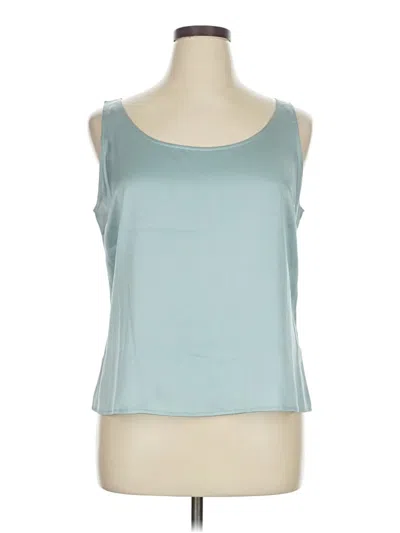 Pre-owned St John Sleeveless Silk Top Teal Strapless Neckline Tops In Blue