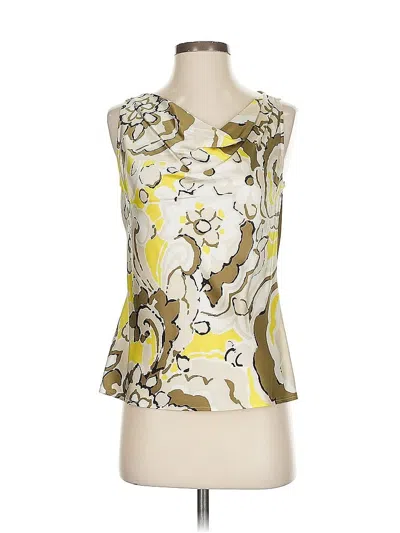 Pre-owned St John Sleeveless Silk Top Yellow Cowl Neck Tops