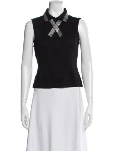 Pre-owned St John Sleeveless Top In Black