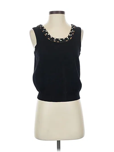 Pre-owned St John Sleeveless Top Black Scoop Neck Tops