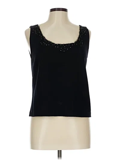 Pre-owned St John Sleeveless Top Black Scoop Neck Tops
