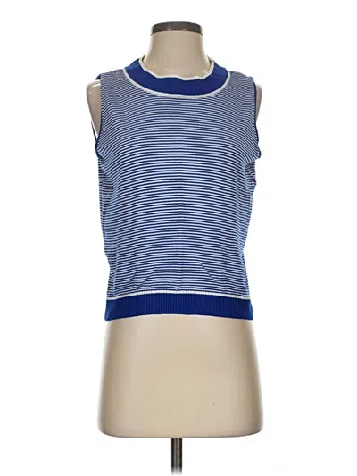 Pre-owned St John Sleeveless Top Blue High Neck Tops