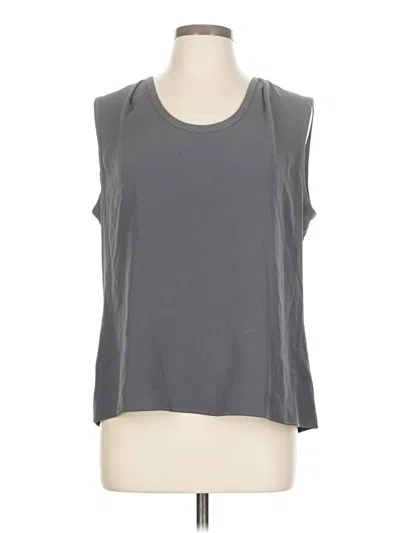 Pre-owned St John Sleeveless Top Gray Solid Pattern Scoop Neck Tops