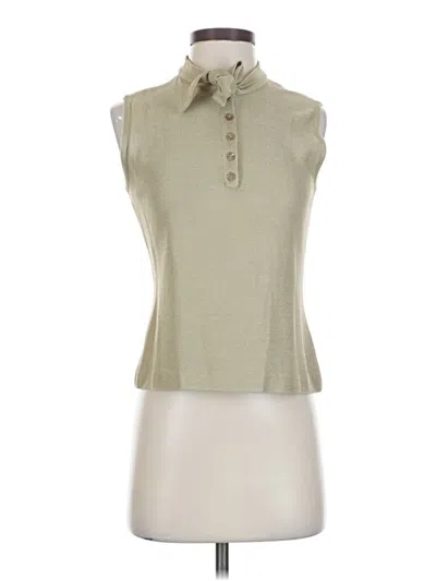 Pre-owned St John Sleeveless Top Green High Neck Tops