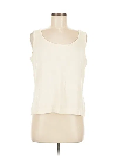 Pre-owned St John Sleeveless Top Ivory Scoop Neck Tops In White