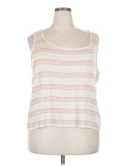 Pre-owned St John Sleeveless Top Ivory Square Neckline Tops
