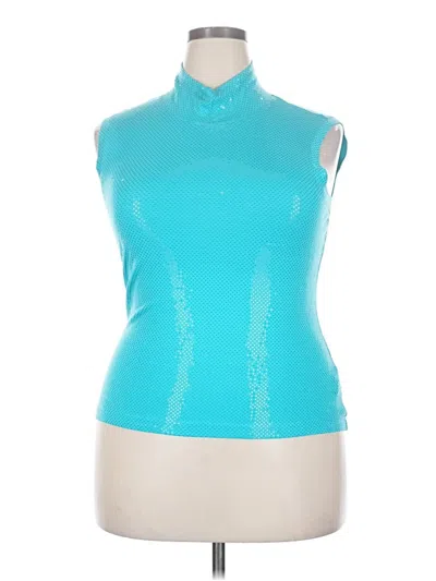 Pre-owned St John Sleeveless Top Teal High Neck Tops