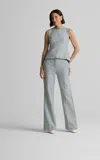 St John St. John Collection Houndstooth Sleeveless Stretch Cotton Top