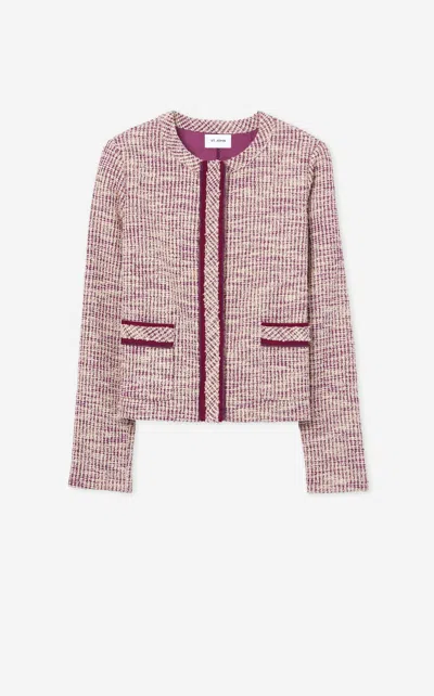 St John Slub Moulin Knit Jacket In Multi