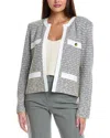 St John St. John Slub Tweed Knit Jacket In Gray