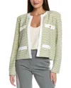 St John St. John Slub Tweed Knit Jacket In Green