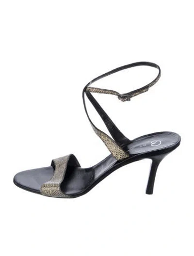Pre-owned St John Snakeskin Animal Print Sandals In Blue