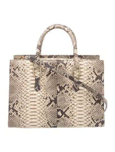 Pre-owned St John Snakeskin Top Handle Bag In Neutrals