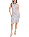 St John St. John Soft Birdseye Tweed Linen-blend Sheath Dress In Purple