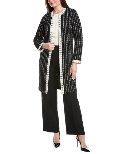 St John St. John Soft Boucle Windowpane Wool-blend Kissing Jacket In Black
