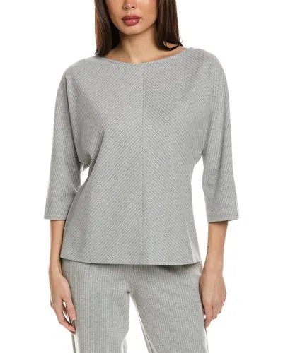 St John Soft Pinstripe Sweater In Grey