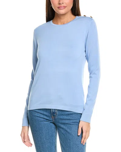 St John St. John Solid Jersey Knit Sweater In Blue