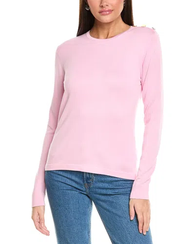 St John Solid Jersey Knit Sweater In Pink