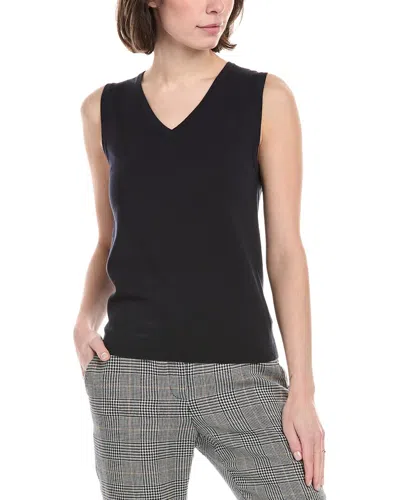 St John St. John Solid Jersey Knit V- Neck Shell In Blue