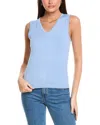 St John St. John Solid Jersey Knit V- Neck Shell In Blue