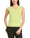 St John Solid Jersey Knit V- Neck Shell In Green