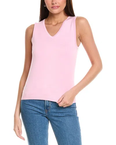 St John St. John Solid Jersey Knit V- Neck Shell In Pink