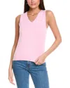 St John St. John Solid Jersey Knit V- Neck Shell In Pink