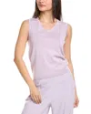 St John Solid Jersey Knit V- Neck Shell In Purple