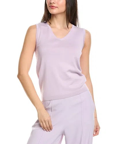 ST JOHN SOLID JERSEY KNIT V- NECK SHELL