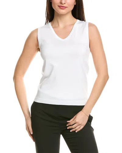 St John Solid Jersey Knit V- Neck Shell In White