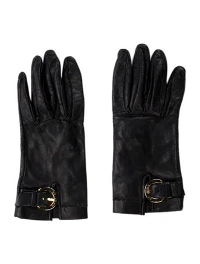 Pre-owned St John Solid Lambskin Gloves In Black