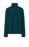 St John Solid Nuda Turtleneck In Green