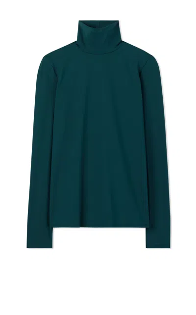 St John Solid Nuda Turtleneck In Green