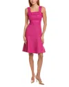 St John St. John Solid Textured Tweed Wool-blend Dress In Pink