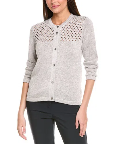 St John St. John Sparkle Crochet Cardigan In Purple