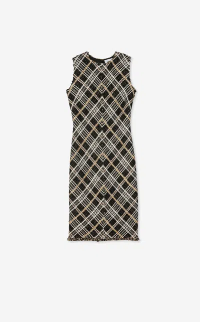 St John Sparkle Eyelash Plaid Knit Dress In Begl