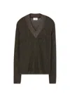 St John Sparkle Knit V-neck Sweater In Cypress
